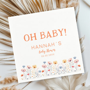 Guardanapo De Papel BABY! Flor selvagem fresco Chá de fraldas branco