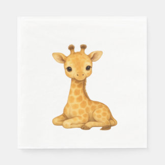 Guardanapo De Papel Baby Giraffe Watercolor Impressão - Nursersery Wal