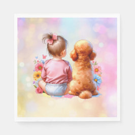 Guardanapo De Papel Baby Girl e Apricot Poodle