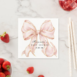 Guardanapo De Papel Baby Girl Pink Bow Baby Shower Invitation