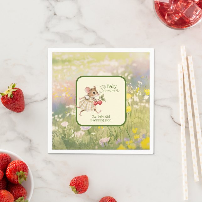 Guardanapo De Papel Baby Girl Woodland Animal Shower (Insitu)