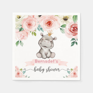 Guardanapo De Papel Baby Hippopotamus Princess Chá de fraldas