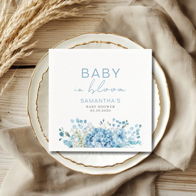 Guardanapo De Papel Baby In Bloom Blue Floral Boy Baby Shower  (Criador carregado)