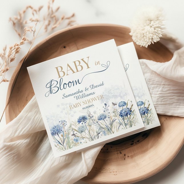Guardanapo De Papel Baby in Bloom Blue Meadow Wildflower Botanical (Criador carregado)