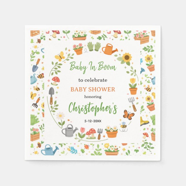 Guardanapo De Papel Baby in Bloom Garden Baby Shower | Cute Floral  (Frente)