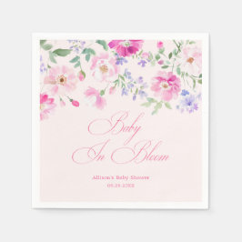 Guardanapo De Papel Baby In Bloom Pastel Pink Floral Baby Shower
