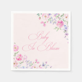 Guardanapo De Papel Baby In Bloom Pastel Pink Floral Baby Shower