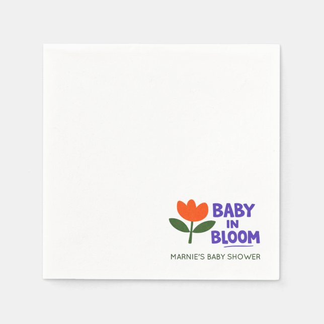 Guardanapo De Papel Baby in Bloom Tulip Trendy Modern Baby Shower Napk (Frente)