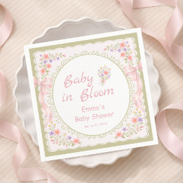 Guardanapo De Papel Baby in Bloom Wildflower Bow Baby Shower 