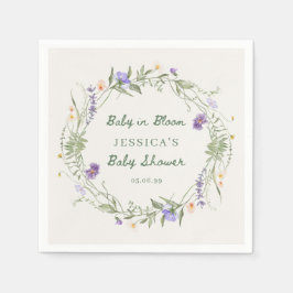 Guardanapo De Papel Baby in Bloom Wildflowers, Baby Shower Napkins