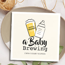 Guardanapo De Papel Baby is Brewing Beer Baby Bottle Beige Baby Shower