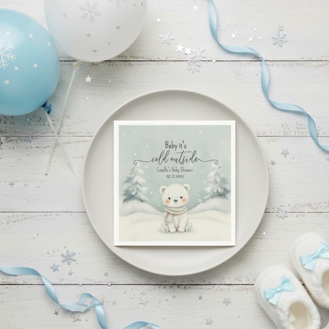 Guardanapo De Papel Baby, It's Cold Outside Polar Bear baby shower  (Criador carregado)