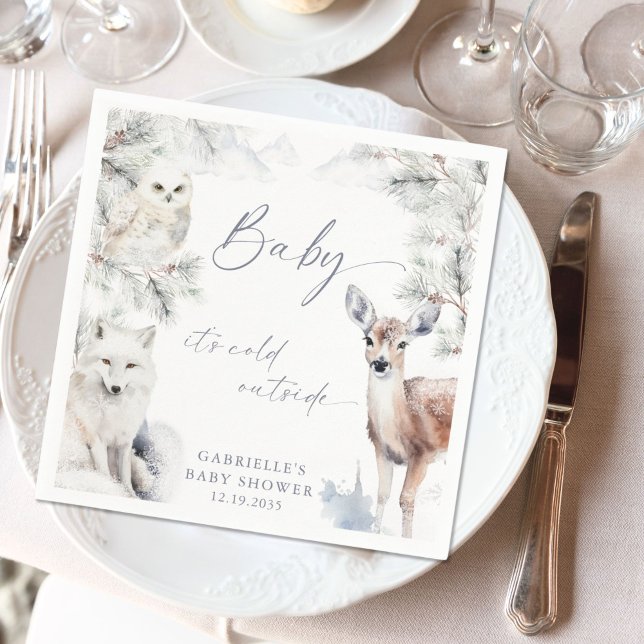 Guardanapo De Papel Baby It's Cold Outside Woodland Baby Shower  (Criador carregado)