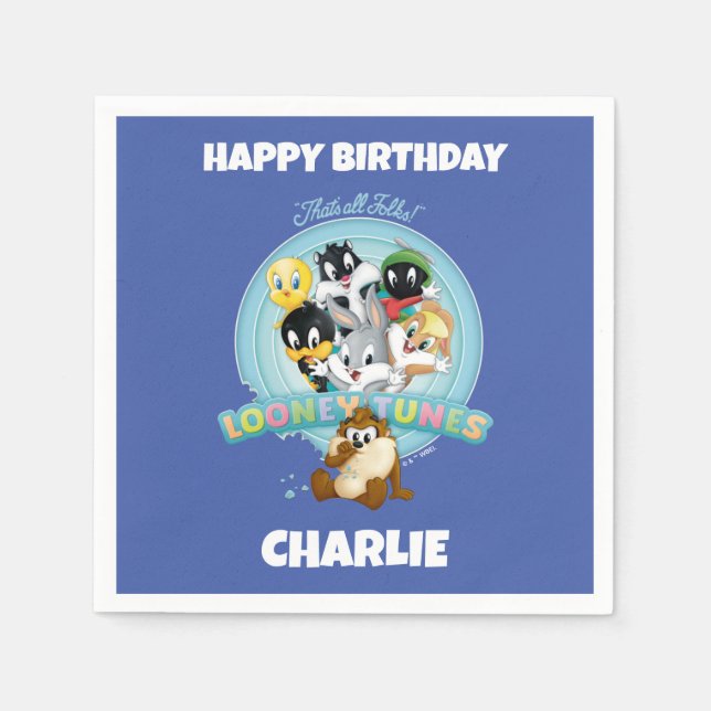 Guardanapo De Papel Baby LOONEY TUNES™ Logo | That's All Folks (Frente)