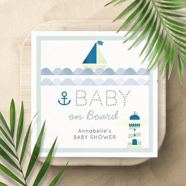 Guardanapo De Papel Baby on Board Nautical Blue Boy Baby Shower (Criador carregado)