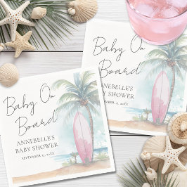 Guardanapo De Papel Baby On Board Pink Beach Baby Shower