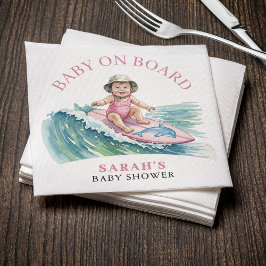 Guardanapo De Papel Baby on Board Watercolor Surfing Girl Baby Shower
