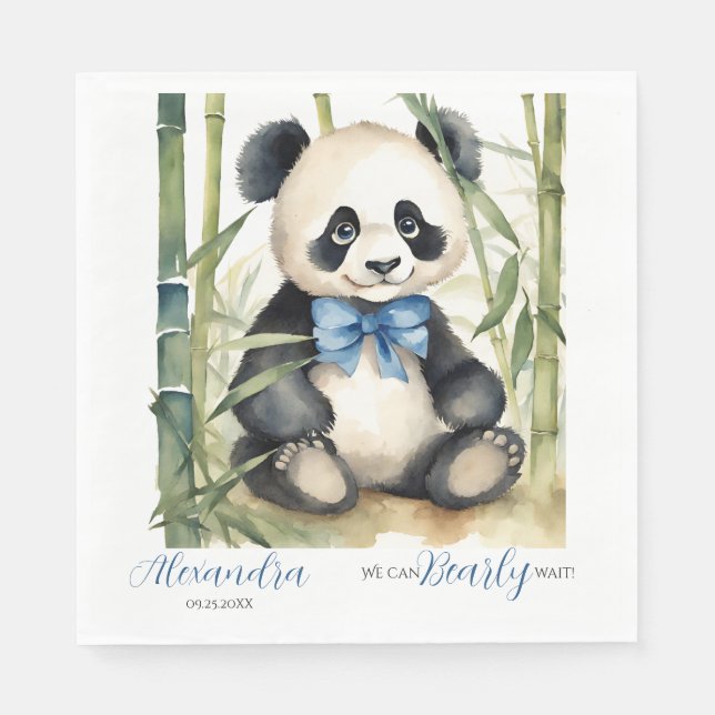 Guardanapo De Papel Baby Panda Bear Barly Wait Boy Chá de fraldas (Frente)
