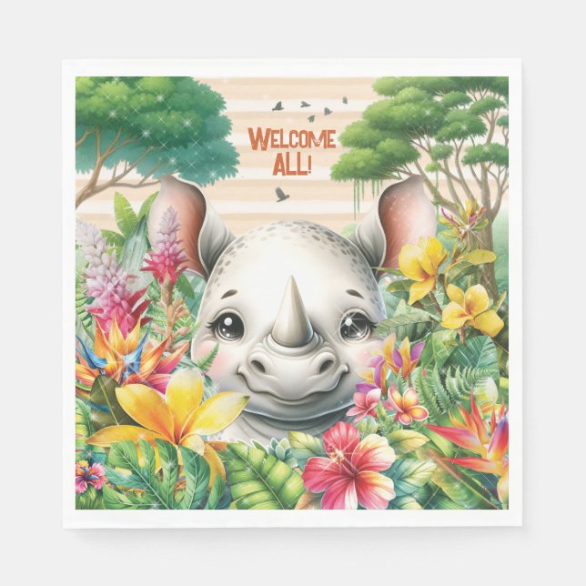 Guardanapo De Papel Baby Rhino Party Napkin (Frente)