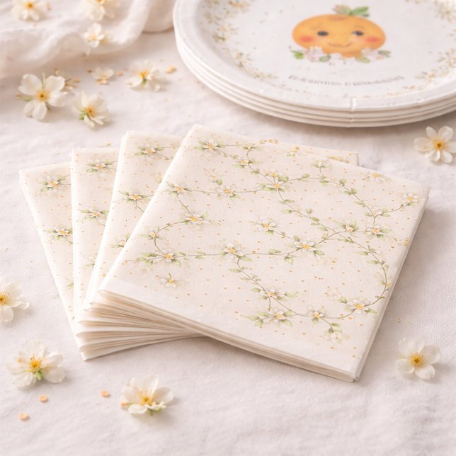 Guardanapo De Papel Baby Shower A Little Cutie Orange Blossom vine (Criador carregado)