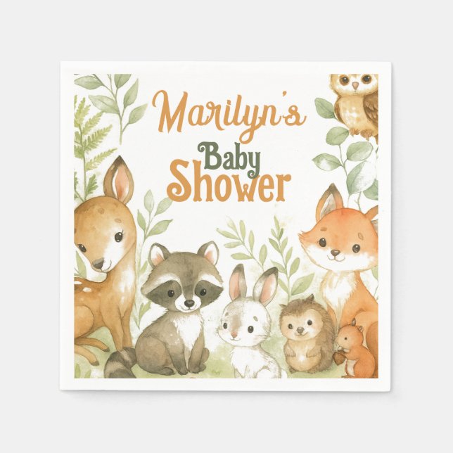 Guardanapo De Papel Baby Shower Cute Baby Animals (Frente)
