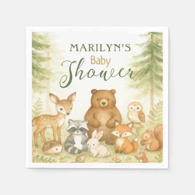 Guardanapo De Papel Baby Shower Cute Baby Animals (Frente)