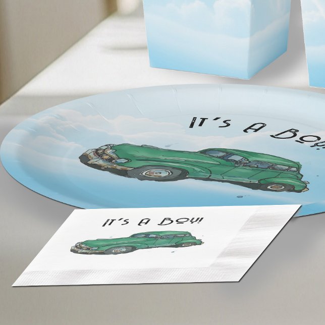 Guardanapo De Papel Baby shower for a boy, sedan (Criador carregado)