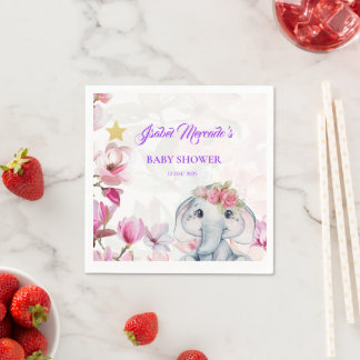 Guardanapo De Papel Baby Shower Towel with Floral Elephant