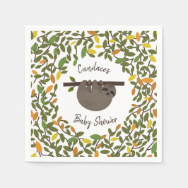 Guardanapo De Papel Baby Sloth Autumn Greenery Chá de fraldas