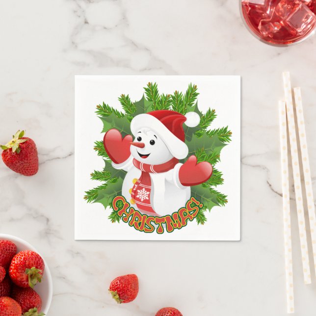 Guardanapo De Papel Baby Snowman com Ornament Crystal Snowflakes (Insitu)