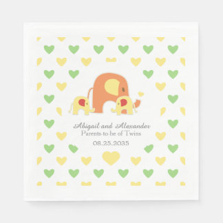 Guardanapo De Papel Baby Twins Elephant Theme Baby Shower Napkin