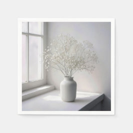 Guardanapo De Papel Baby's Breath Bouquet In White Vase