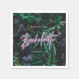 Guardanapo De Papel Bachelorette de neon roxa brilhante moderna