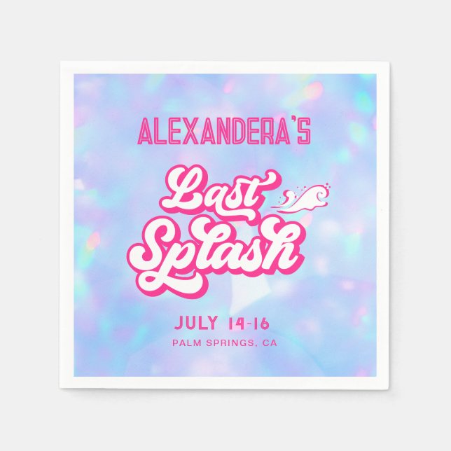 Guardanapo De Papel Bachelorette de Piscina Azul e Rosa (Frente)