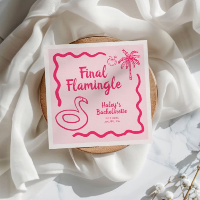 Guardanapo De Papel Bachelorette Flamingle Final Desenhada À Mão (Criador carregado)