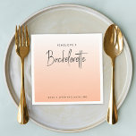 Guardanapo De Papel Bachelorette | Pêssego Elegante De Coral<br><div class="desc">Este design personalizado da Festa de solteira ombre coral apresenta uma tipografia escrita à mão e um fundo de atenuação de gradiente de pêssego pastel. Você pode personalizar facilmente o nome, a data e a hashtag da noiva ou adicionar sua própria mensagem personalizada! O perfeito acessório elegante para um fim...</div>