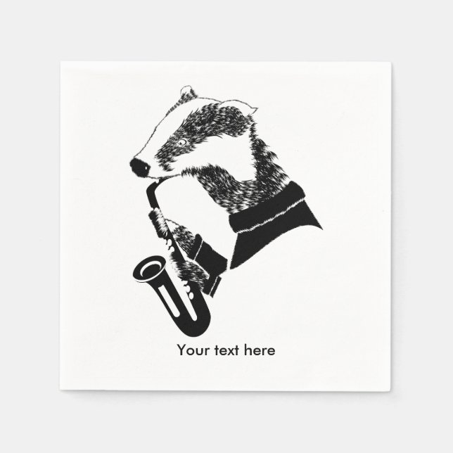 Guardanapo De Papel Badger tocando saxofone (Frente)