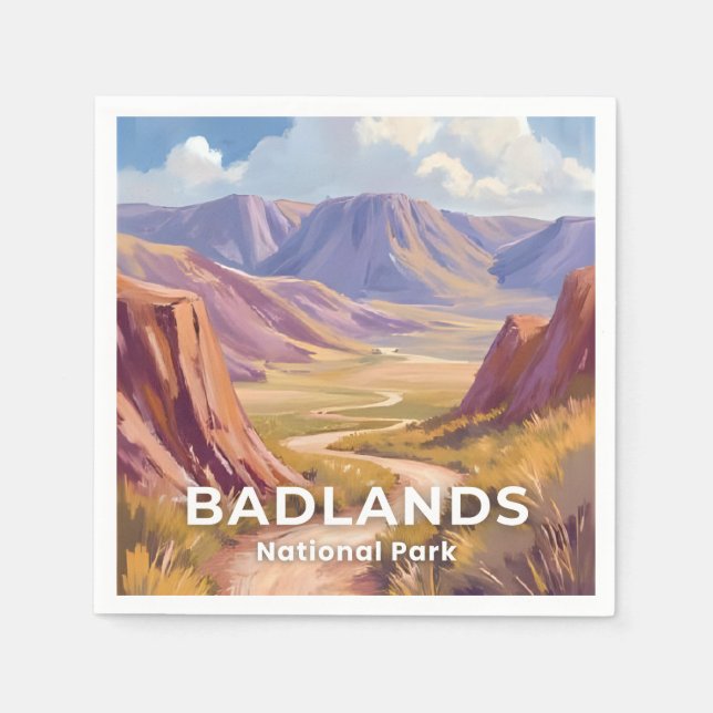 Guardanapo De Papel Badlands National Park South Dakota Travel Art (Frente)