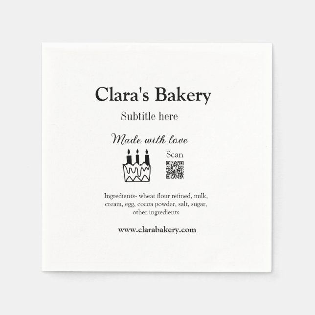 Guardanapo De Papel Bagaço de padaria adiciona ingredientes feitos com (Frente)