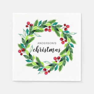 Guardanapo De Papel Bagas de Grinalda de Natal Personalizadas