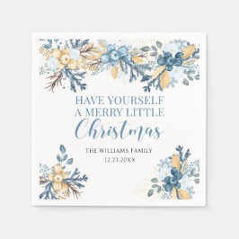 Guardanapo De Papel Bagas de inverno azuis de Feliz Natal