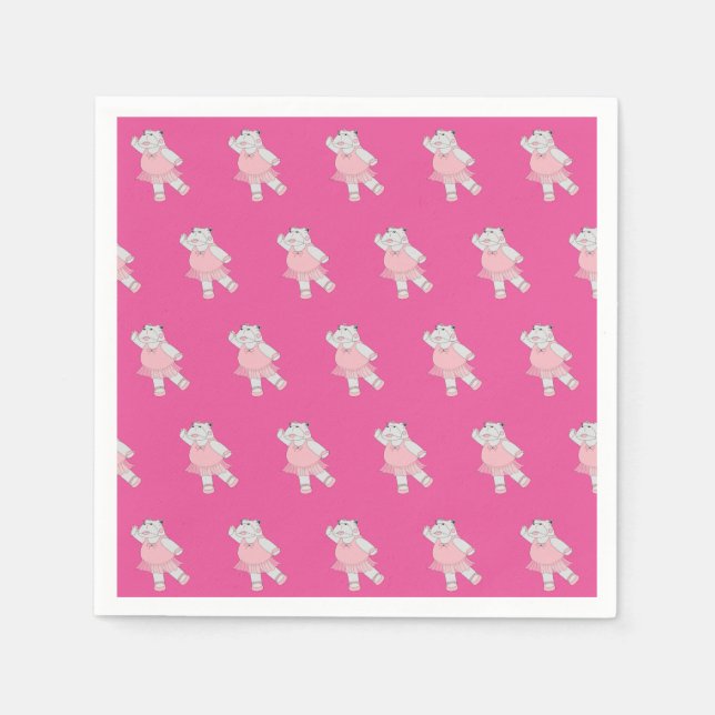 Guardanapo De Papel Bailarina Hipopótamo Rosa illusima (Frente)