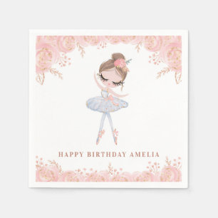 Guardanapo De Papel Bailarina Morena de Vestido Branco Aniversário Flo