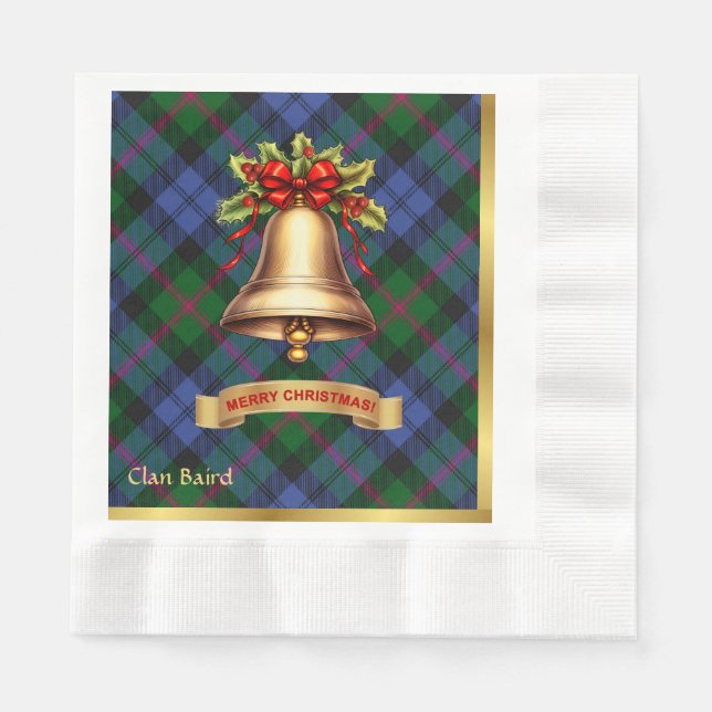Guardanapo De Papel Baird Personalizado Tartan Natal (Frente)