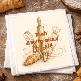 Guardanapo De Papel Bakery Logo Pastry Shop Branding