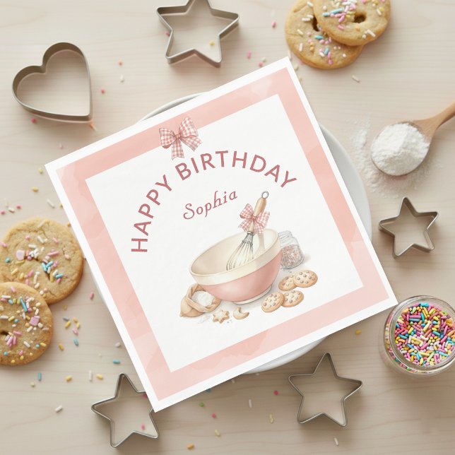 Guardanapo De Papel Baking Party Girls Birthday Elegant Bowl & Whisk (Criador carregado)