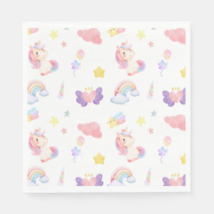 Guardanapo De Papel Balão-arco-íris de unicórnio rosa-claro