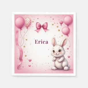 Guardanapo De Papel Balão de Aniversário Coelho Rosa 🐰