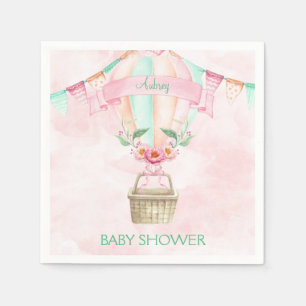 Guardanapo De Papel Balão de Ar Quente em Aquarela Rosa Claro Pêssego
