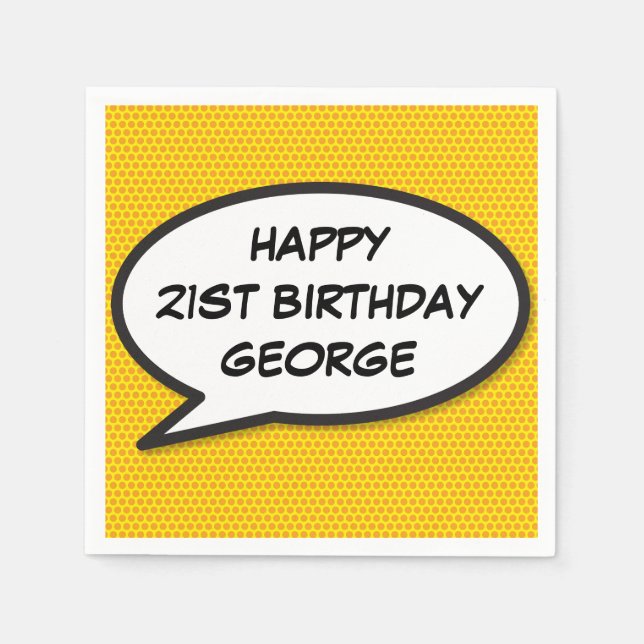 Guardanapo De Papel Balão de Fala de ANIVERSÁRIO Diversão História em  (Frente)